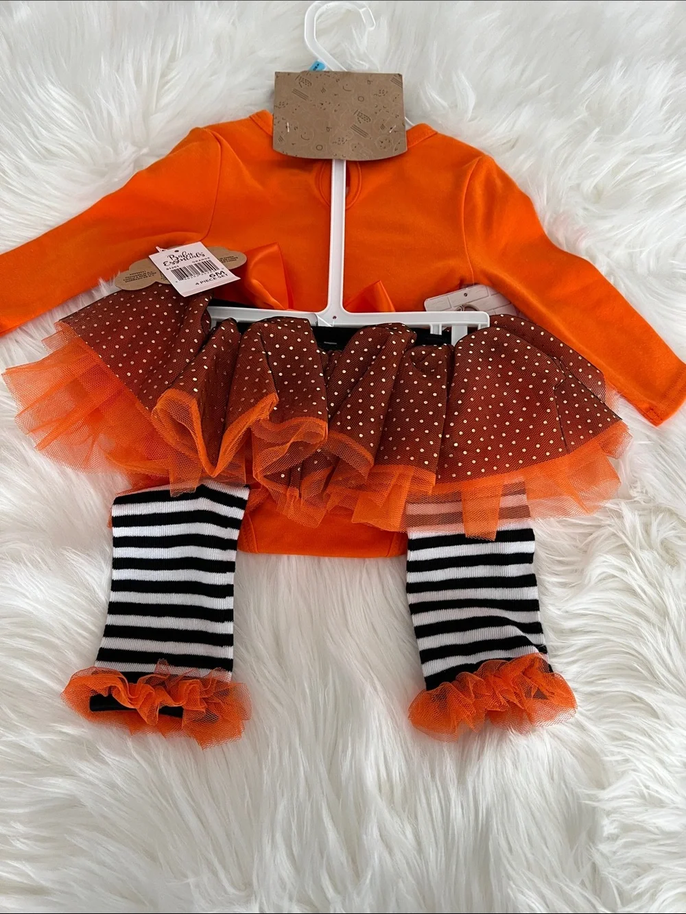 Orange 4 PC  Pumpkin Jack-O'-Lantern Costume 6 Months